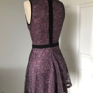 Dark Purple sleeveless lace mini dress